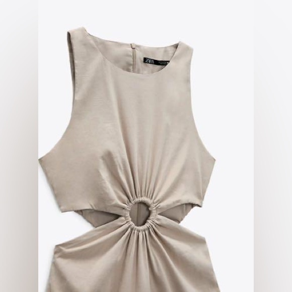 ZARA - Small Beige dress with cutout detail - Picture 6 of 9